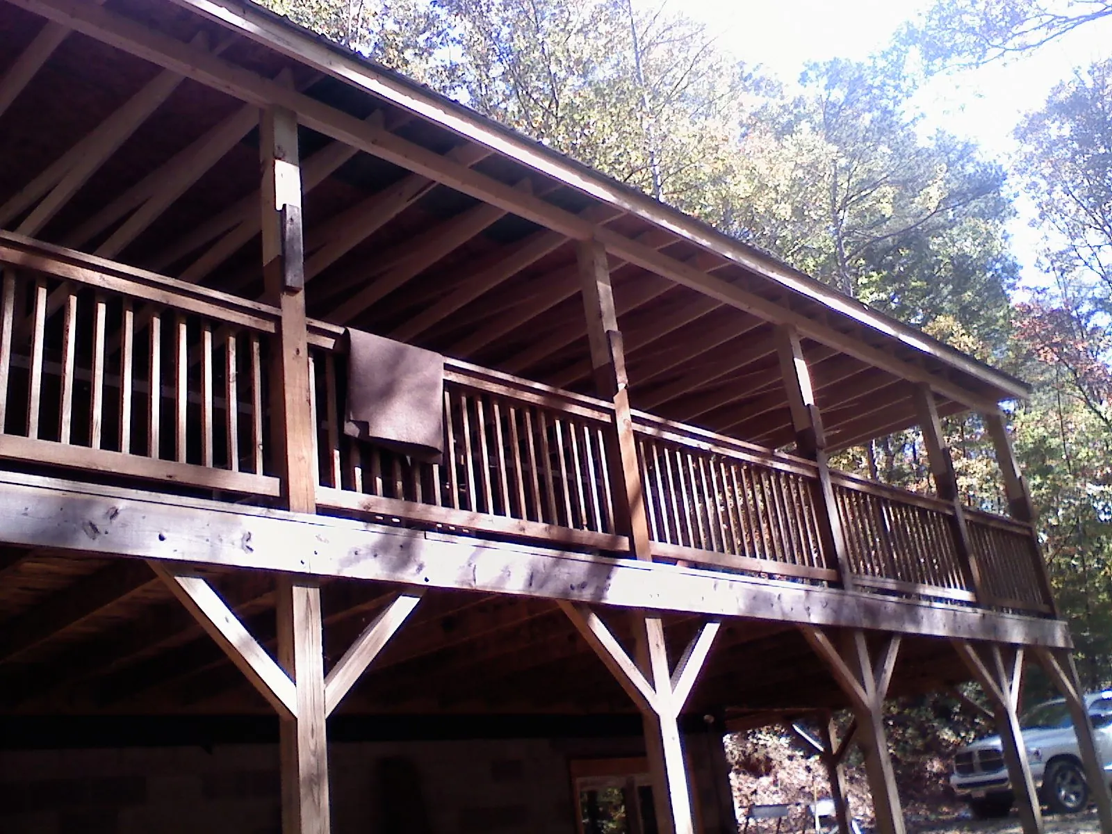 Timber framing under a new elevated porch and deck — Roof Leak Repair in Friedens by Roofing Brothers